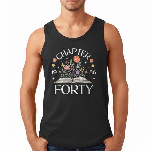 Women's 1986 Chapter Forty 40th Birthday Wildflower Book 40 Year Old Men Tank Top - Bookorys