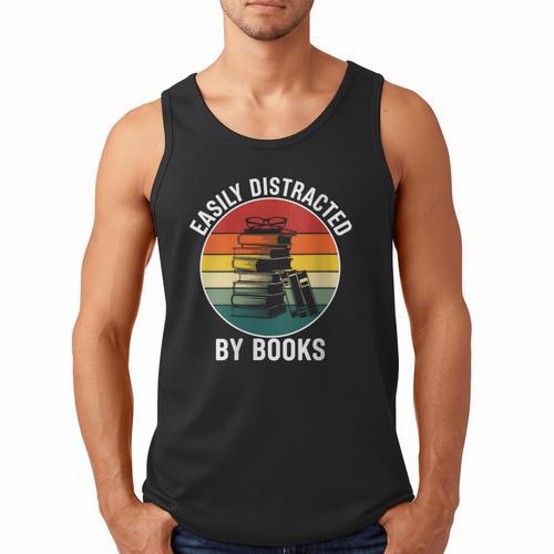 Women's Easily Distracted By Books Men Tank Top - Bookorys