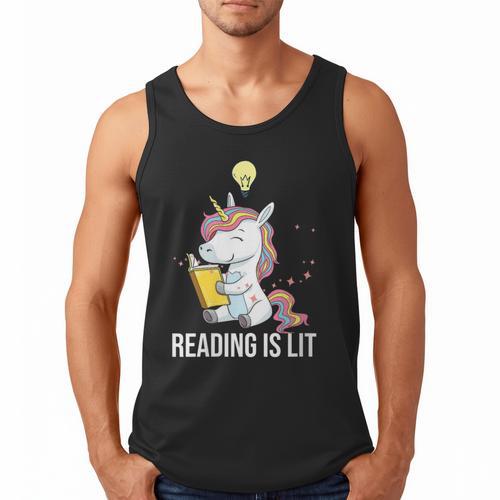 Women's Reading Is Lit Unicorn Library English Teacher Book Lover Men Tank Top - Bookorys AU