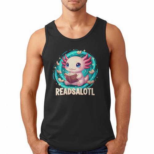 Women's Readsolotl Kawaii Axolotl Reading Book Lover Men Tank Top - Bookorys CA