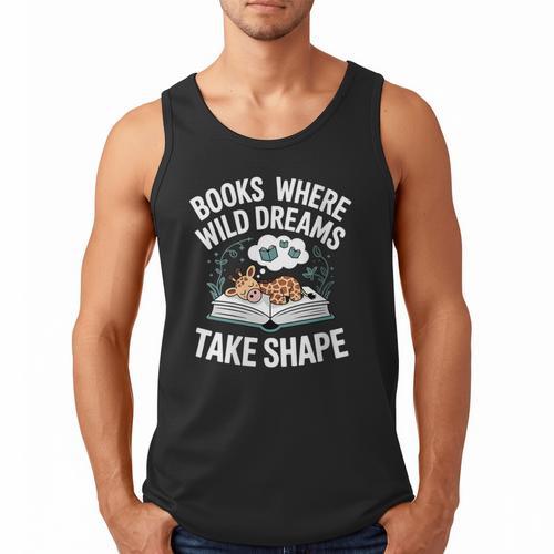 Women's Wild Dreams Reading Giraffe Book Reader Zoo Animals Kids Men Tank Top - Bookorys DE