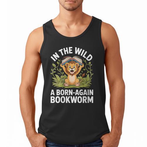 Women's Wild About Reading Book Reader Lion Zoo Animals Kids Men Tank Top - Bookorys CA
