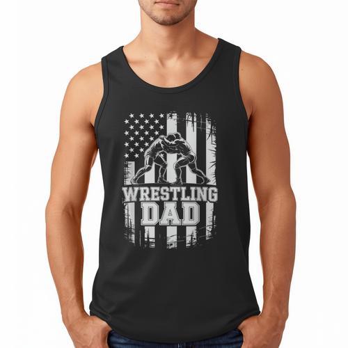 Wrestling Dad US Flag Fathers Day Wrestling Fans Men Tank Top - Father's Day Fun