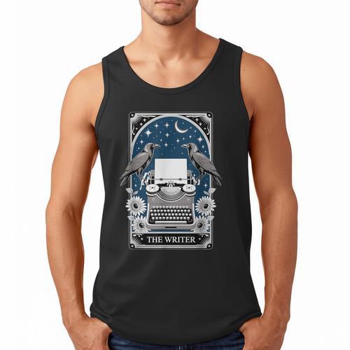 The Writer Typewriter Crow Writing Journalist Book Writer Men Tank Top - Bookorys