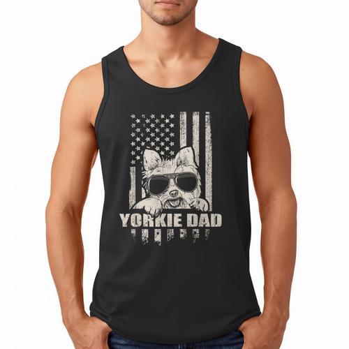 Yorkie Dad Cool Vintage Retro Proud American Men Tank Top - Father's Day Fun