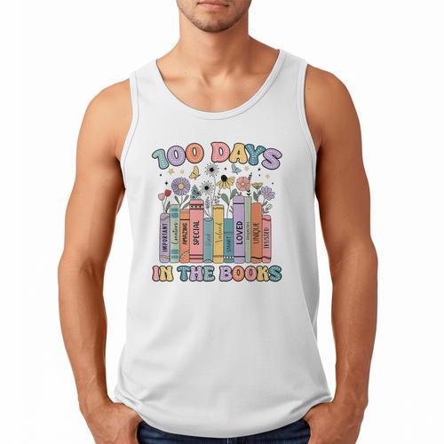 100 Days In The Books Reading Teacher 100th Day Of School Men Tank Top - Bookorys