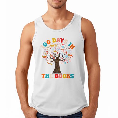 100 Days In The Books Reading Teacher 100th Day Of School Premium Men Tank Top - Bookorys
