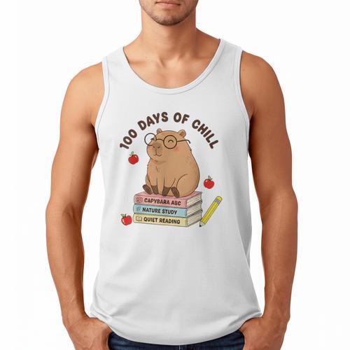 100 Days Of Chill Cute Capybara School Book Lover Men Tank Top - Bookorys