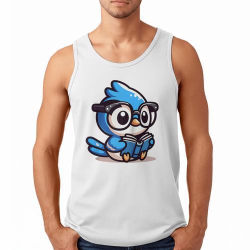 Adorable Book Lover Blue Jay With Reading Glasses Cute Raglan Baseball Tee Men Tank Top - Bookorys