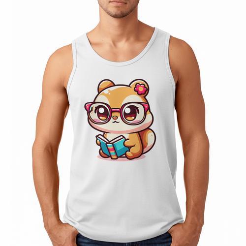Adorable Book Lover Chipmunk With Reading Glasses Cute Premium Men Tank Top - Bookorys