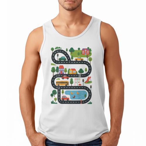 On Back Tired Dads Club Car Race Track On Dad Daddy Men Tank Top - Father's Day Fun