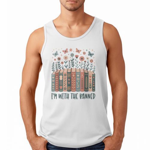 Im With The Banned Book Readers Librarian Read Banned Books Men Tank Top - Bookorys CA