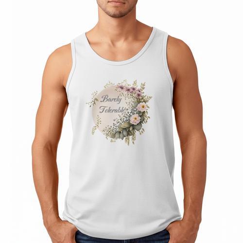 Barely Tolerable Book Lover Bookish Floral Bookworm Men Tank Top - Bookorys AU