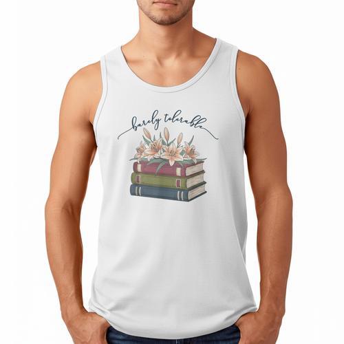 Barely Tolerable Book Lover Floral Quote Pride And Prejudice Men Tank Top - Bookorys AU