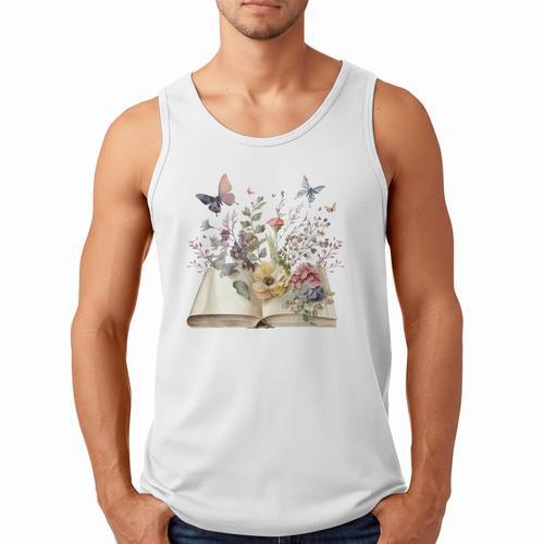 Book Flowers And Butterfly Beautiful Reading Reader Graphic Men Tank Top - Bookorys UK