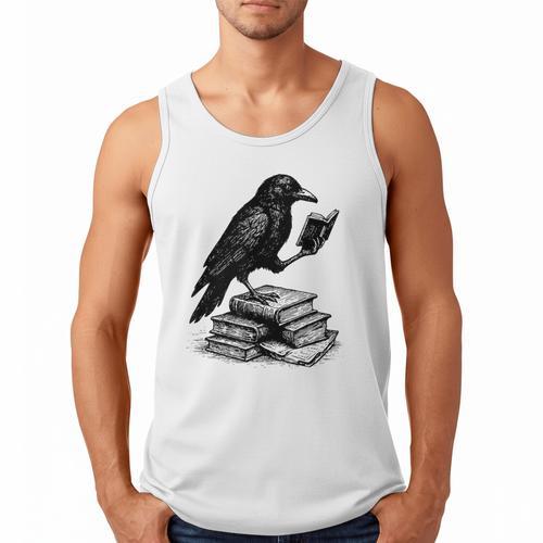 Book Raven Vintage Dark Academia Literature Reading Men Tank Top - Bookorys CA