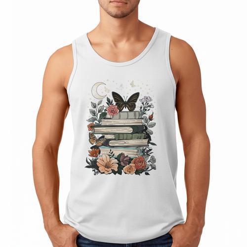 Bookish Cottagecore Aesthetic Celestial Reader Book Lover Men Tank Top - Bookorys