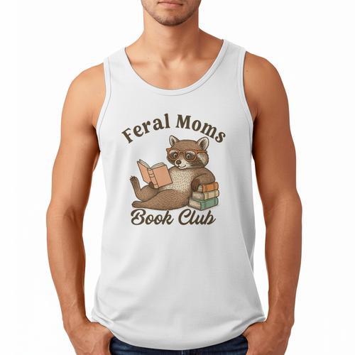 Bookish Feral Moms Book Club Raccoon Mother's Day Bookworm Men Tank Top - Bookorys