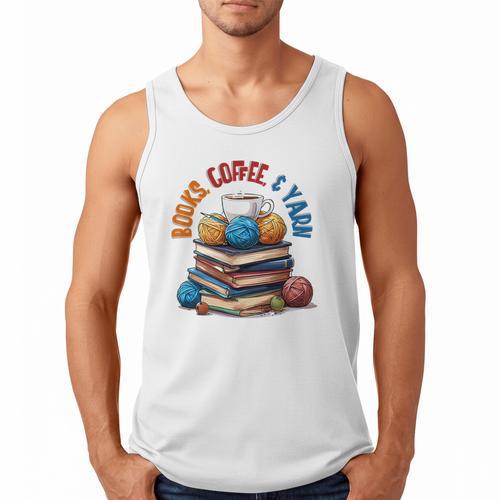“Books Coffee & Yarn Enthusiast Cozy Reader Men Tank Top - Bookorys