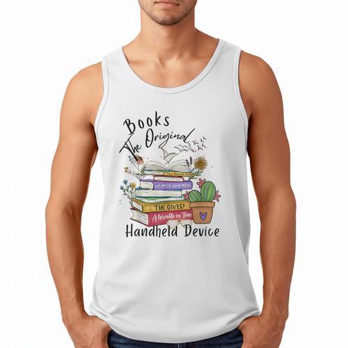 Books Original Handheld Device Reader Literacy Book Lover Men Tank Top - Bookorys CA