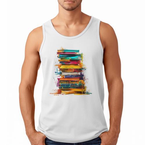 Books Painting Colorful Art Abstract Graphic Books Men Tank Top - Bookorys