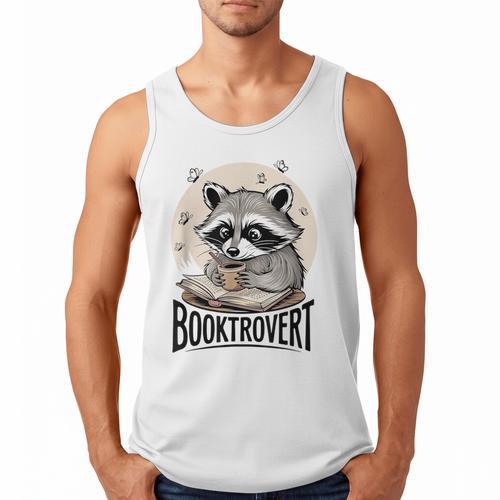 Booktrovert Raccoon Reading And Coffee For Book Lover Men Tank Top - Bookorys UK
