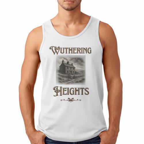 Bronte Novel Wuthering Heights Moorland Gothic Book Cover Men Tank Top - Bookorys
