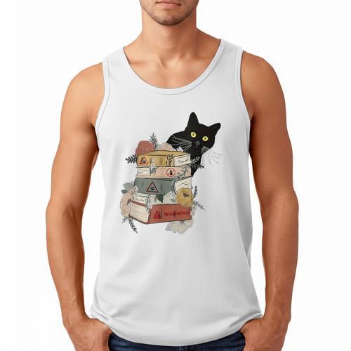 Cat And Books Flowers Reading Club Cat Lover Bookworm Men Tank Top - Bookorys DE