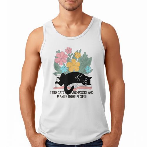 Cat Meme I Like Cats And Books And Maybe Three People Men Tank Top - Bookorys AU