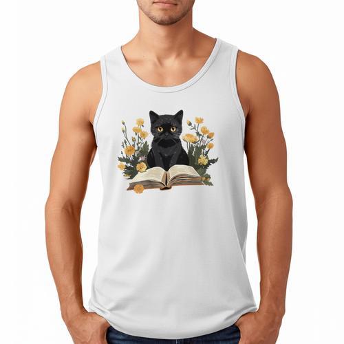 Cat Shirts For Women Book Lover Shirt Cute Cat And Book Premium Tri-Blend Men Tank Top - Bookorys AU
