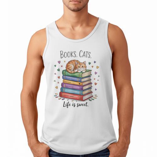 Cats Books Lover Men Women Men Tank Top - Bookorys