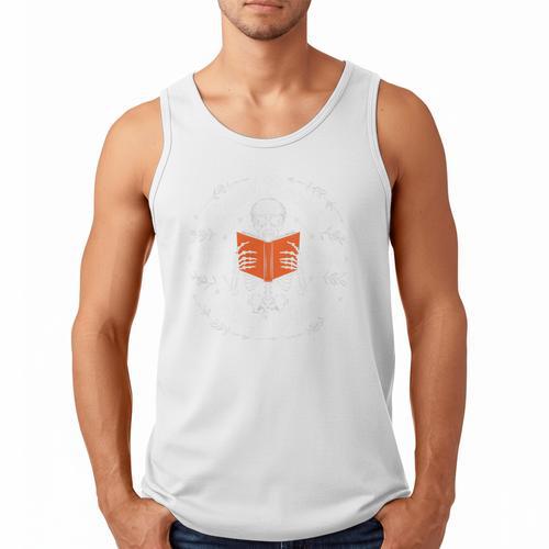Cool Read Books Be Kind Stay Weird Skeleton Reading Men Tank Top - Bookorys CA