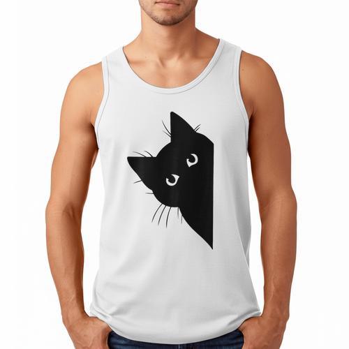 Curious Cat Peeking Sneaky Cat Cat Mom Cat Dad Men Tank Top - Father's Day Fun