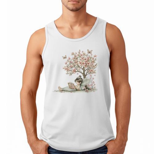 Cute Fairy Reading Fairycore Aesthetic Book Lover Men Tank Top - Bookorys