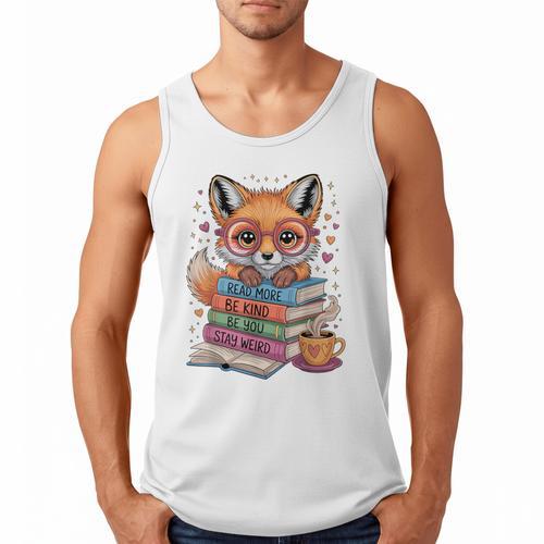 Cute Fox Read More Be Kind Stay Weird Reader Geek Book Lover Men Tank Top - Bookorys