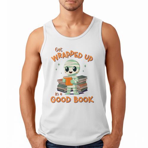 Cute Halloween Teacher Librarian Mummy Reading Books Men Tank Top - Bookorys CA