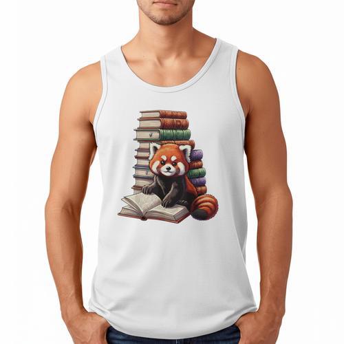 Cute Red Panda Reading Book Animal Bookworm Men Tank Top - Bookorys AU