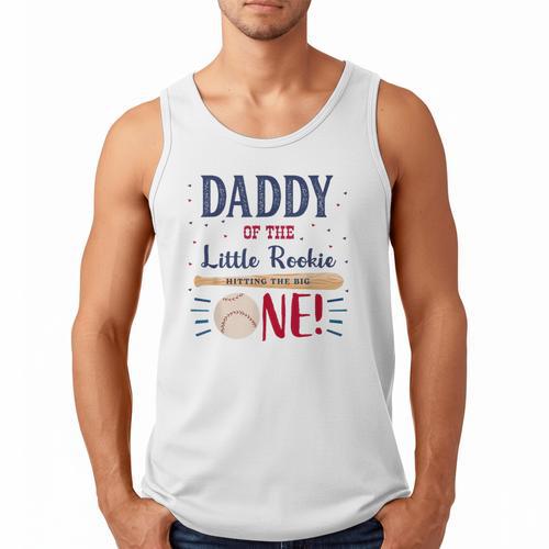 Daddy Dad First Birthday Little Rookie Baseball The Big One Men Tank Top - Father's Day Fun