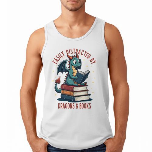 Dark Romance Romantasy Easily Distracted By Dragons & Books Men Tank Top - Bookorys DE