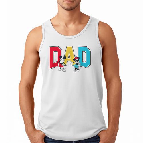 Disney Mickey And Friends Mickey Minnie Dad Collegiate Logo Men Tank Top - Father's Day Fun