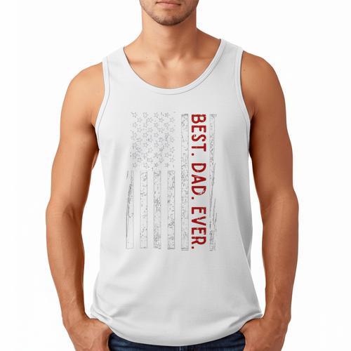 Distressed US American Flag Father Shirt Best Dad Ever Men Tank Top - Father's Day Fun