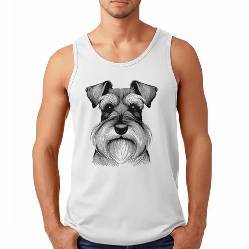 Dog Fingerprint Miniature Schnauzer Dad Mom Men Tank Top - Father's Day Fun