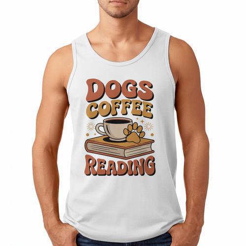 Dogs Coffee Reading Book Lover Men Tank Top - Bookorys