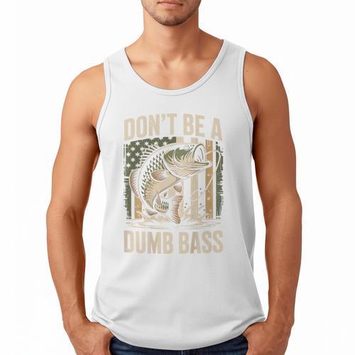 Don't Be A Dumb Bass Fish Camo American Flag Dad Jokes Men Tank Top - Father's Day Fun