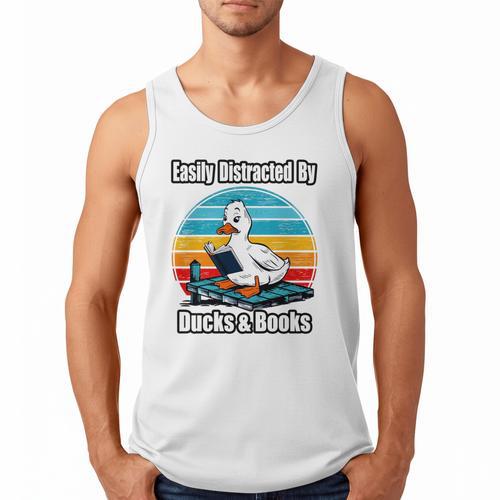 Ducks Books Lover Easily Distracted By Ducks & Books Men Tank Top - Bookorys DE