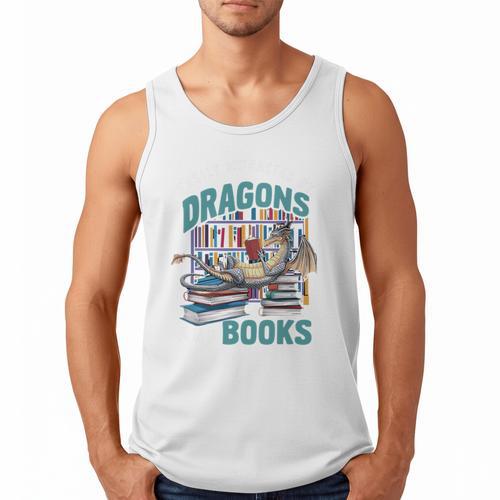 Easily Distracted By Dragons And Books Bookworm Men Tank Top - Bookorys