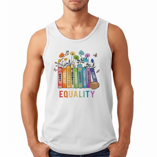 Equal Rights Book Flower Equality Peace Love Kindness Book Men Tank Top - Bookorys