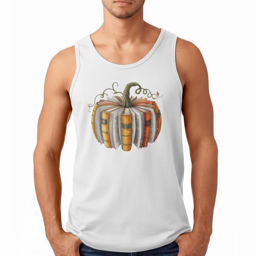 Fall Book Pumpkin Fall Librarians Bookworm Teachers Students Men Tank Top - Bookorys