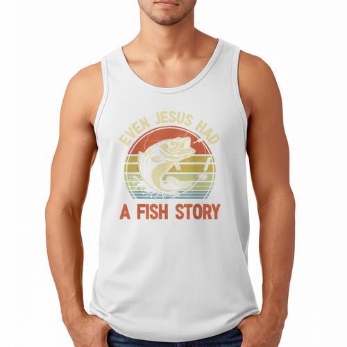 Fishing Even Jesus Had Fish Story Bass Dad Christian Men Tank Top - Father's Day Fun