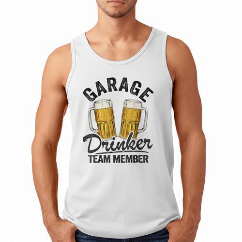 Garage Drinker Team Member Day Drinking Dad Beer Garage Men Tank Top - Father's Day Fun
